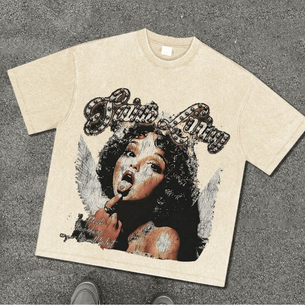 Graphic Beige T-Shirt with Artistic Print